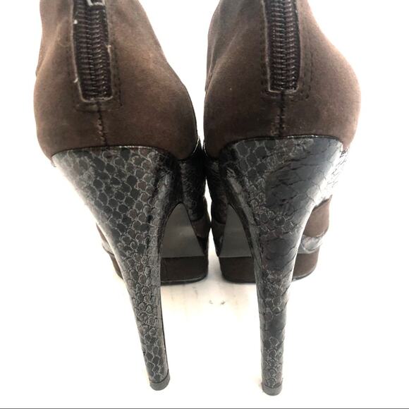 Marco Santi Iris Brown Suede Ankle Booties Snake - Picture 5 of 6